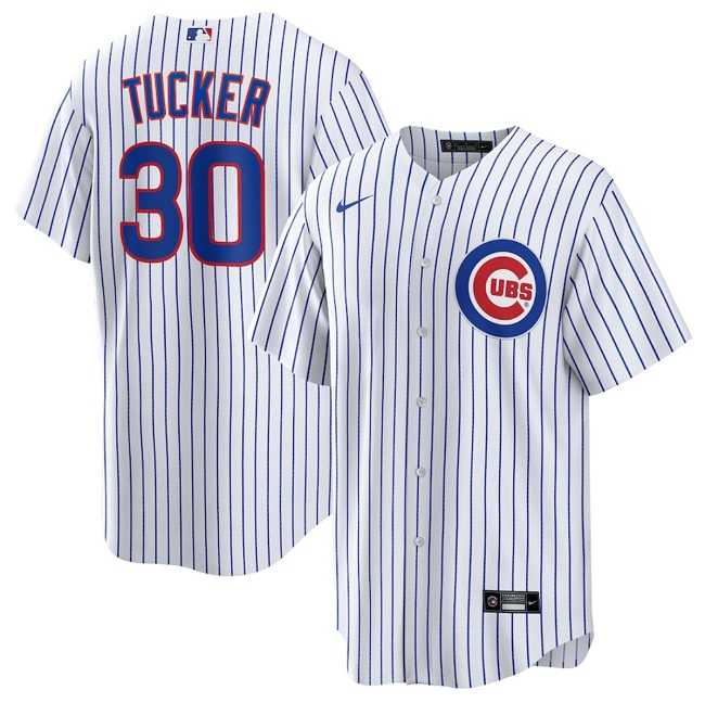 Mens Chicago Cubs #30 Kyle Tucker White 2024 Cool Base Stitched Jersey Dzhi